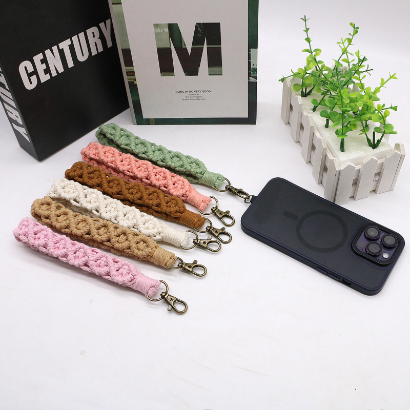 Ručni tkan kratki kaiš za ključe i zglob - pamukovo uže, moderni minimalistički stil, zasebno pakiranje, dodatak za ključeve (uže)