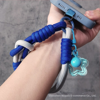 Телефонен ланярд с къс ръчен ремък, ръчно изработен, унисекс, метална катарама, висулка включена