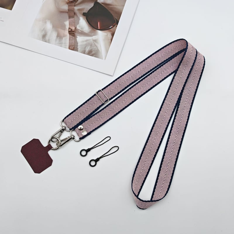 Lanyard pentru telefon mobil - lucrat manual, unisex, șnur poliester-cotton, cataramă metalică, lungime personalizabilă