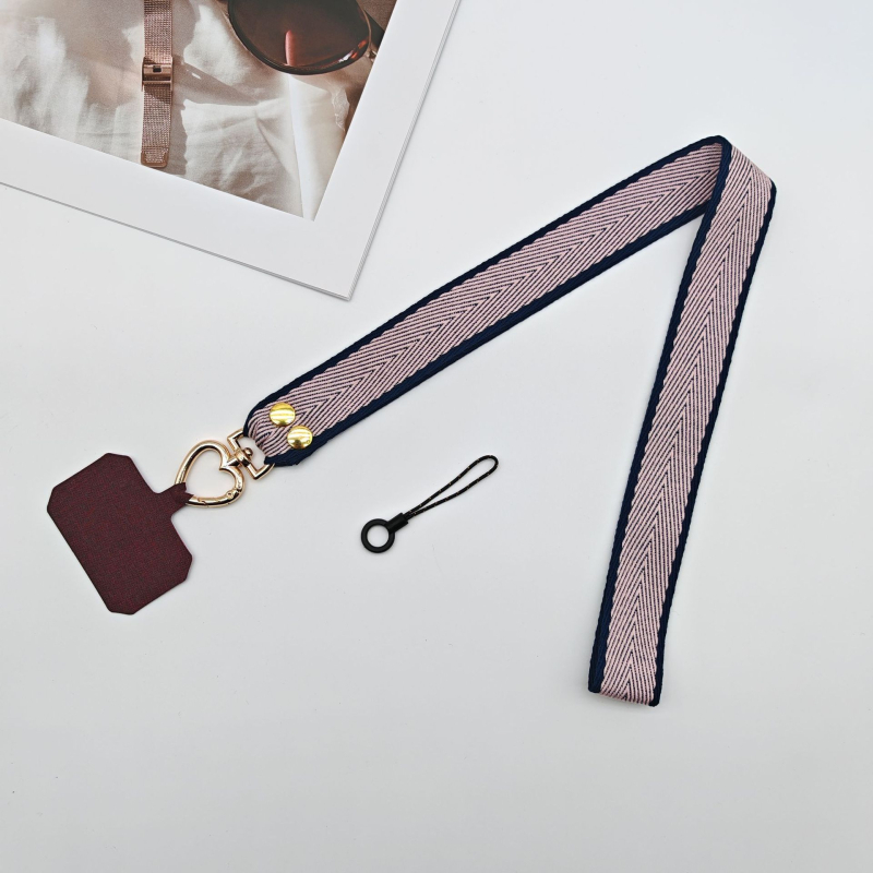 Lanyard pentru telefon mobil - lucrat manual, unisex, șnur poliester-cotton, cataramă metalică, lungime personalizabilă
