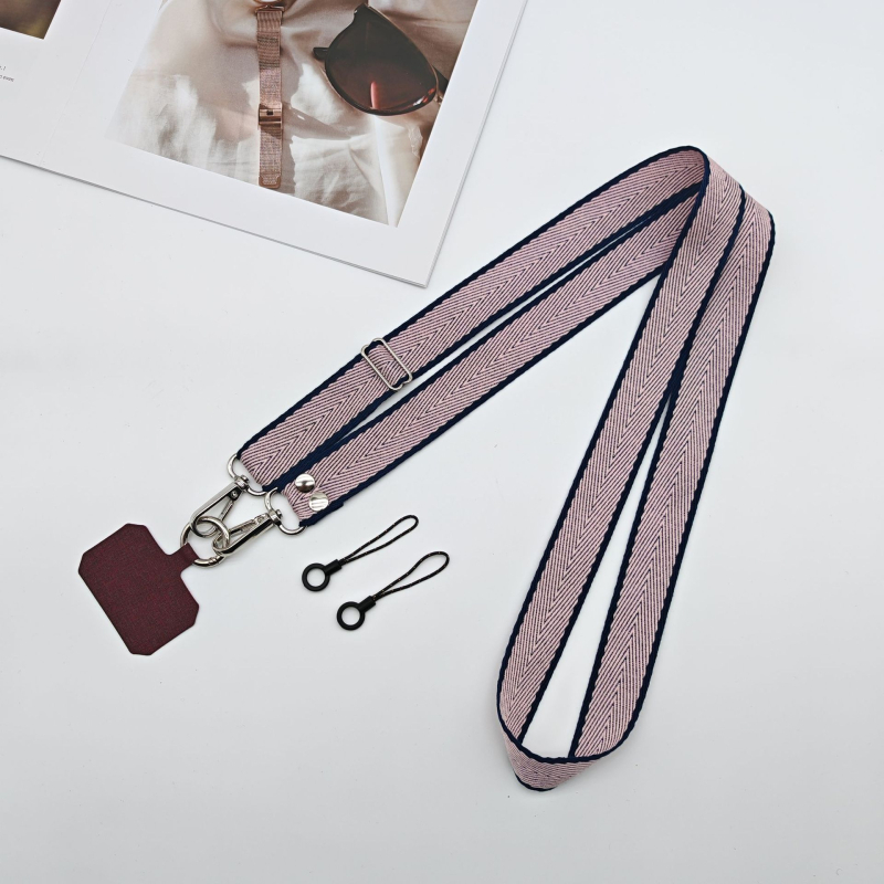 Lanyard pentru telefon mobil - lucrat manual, unisex, șnur poliester-cotton, cataramă metalică, lungime personalizabilă