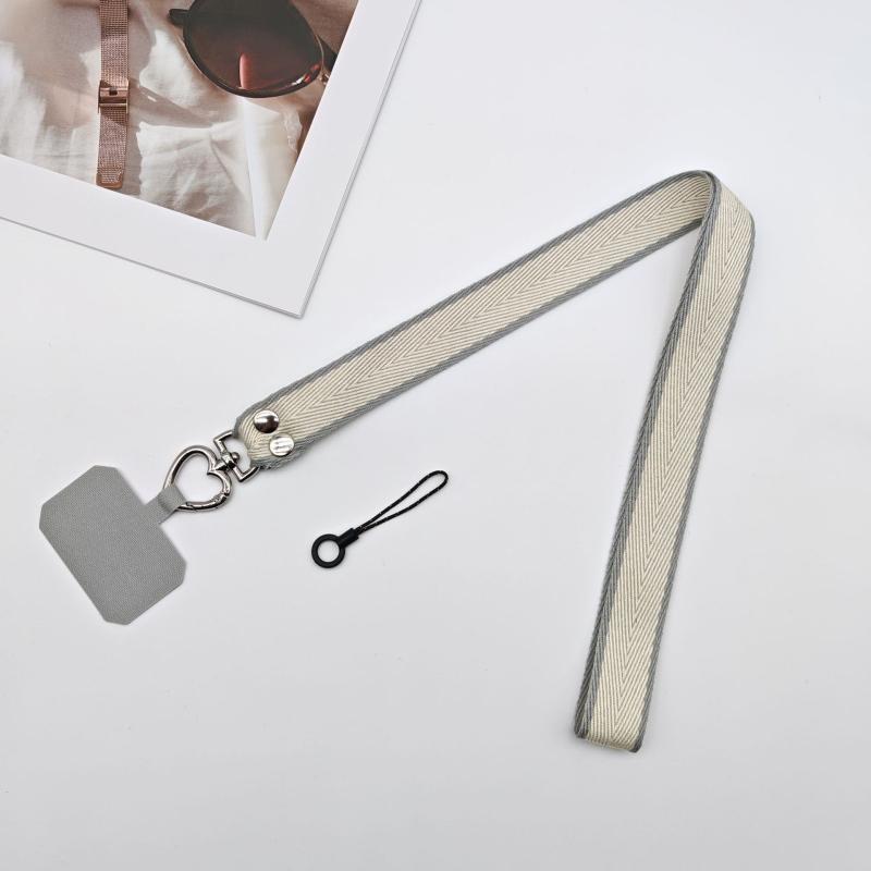 Lanyard pentru telefon mobil - lucrat manual, unisex, șnur poliester-cotton, cataramă metalică, lungime personalizabilă
