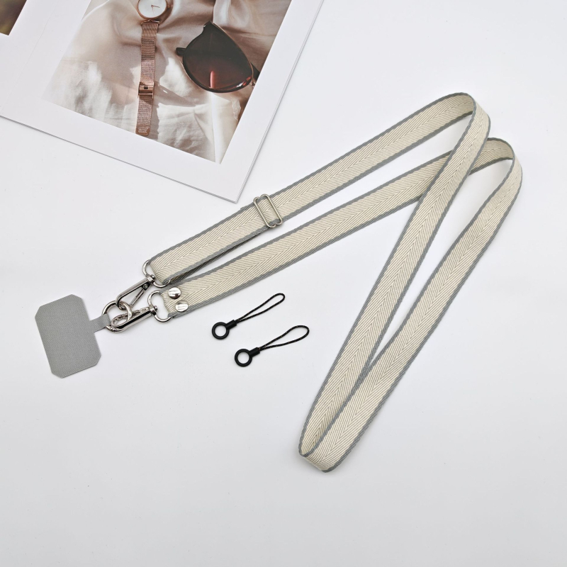 Lanyard pentru telefon mobil - lucrat manual, unisex, șnur poliester-cotton, cataramă metalică, lungime personalizabilă