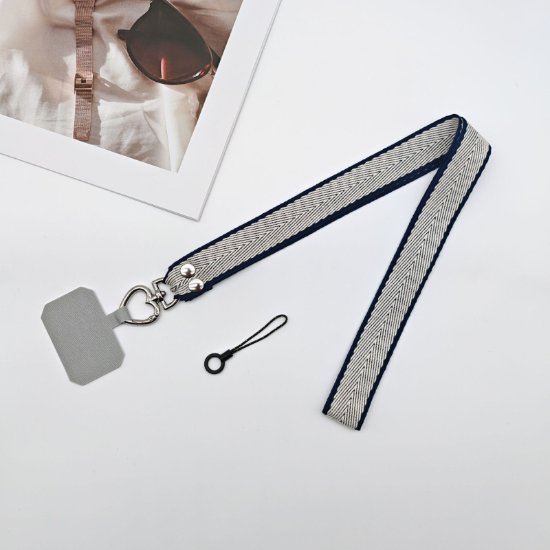 Lanyard pentru telefon mobil - lucrat manual, unisex, șnur poliester-cotton, cataramă metalică, lungime personalizabilă