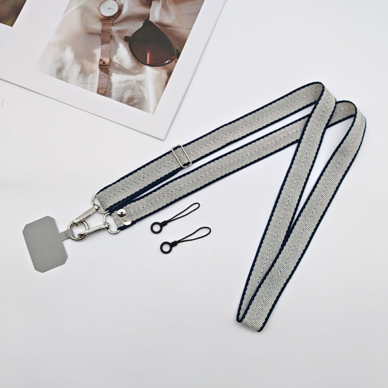 Lanyard pentru telefon mobil - lucrat manual, unisex, șnur poliester-cotton, cataramă metalică, lungime personalizabilă