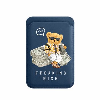 BEASUTA Държач за карти MagSafe от PU кожа с Теди Мече за iPhone 12–15 серия, пластмасова формовка