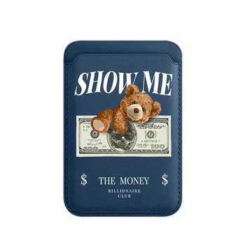 BEASUTA Държач за карти MagSafe от PU кожа с Теди Мече за iPhone 12–15 серия, пластмасова формовка