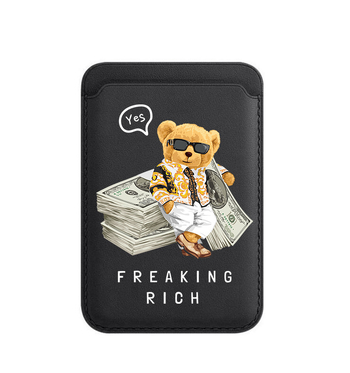 BEASUTA Държач за карти MagSafe от PU кожа с Теди Мече за iPhone 12–15 серия, пластмасова формовка