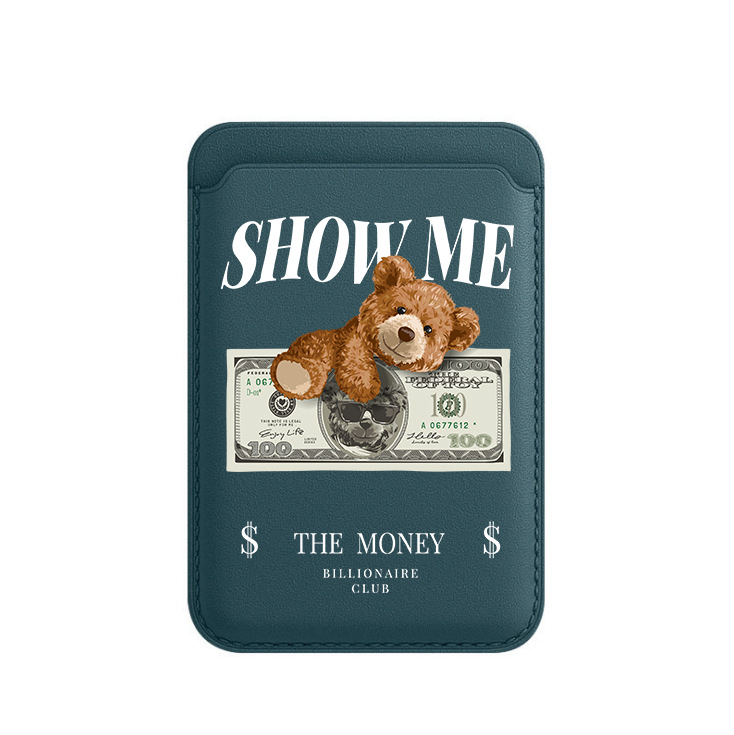 BEASUTA Suport MagSafe pentru carduri din PU piele – ursuleț Teddy, compatibil cu seria iPhone 12–15, turnare din plastic