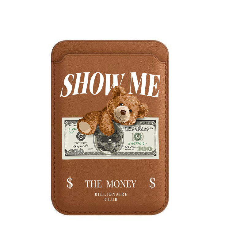 BEASUTA Suport MagSafe pentru carduri din PU piele – ursuleț Teddy, compatibil cu seria iPhone 12–15, turnare din plastic