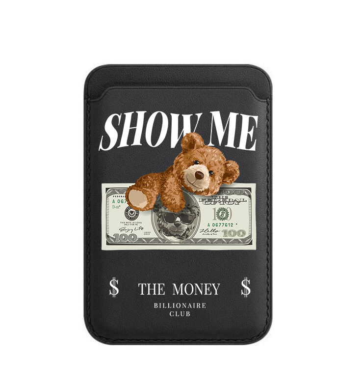 BEASUTA Suport MagSafe pentru carduri din PU piele – ursuleț Teddy, compatibil cu seria iPhone 12–15, turnare din plastic