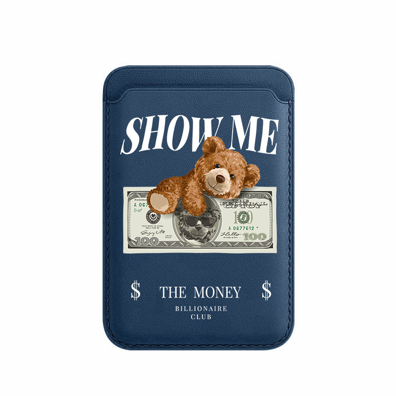 BEASUTA Suport MagSafe pentru carduri din PU piele – ursuleț Teddy, compatibil cu seria iPhone 12–15, turnare din plastic