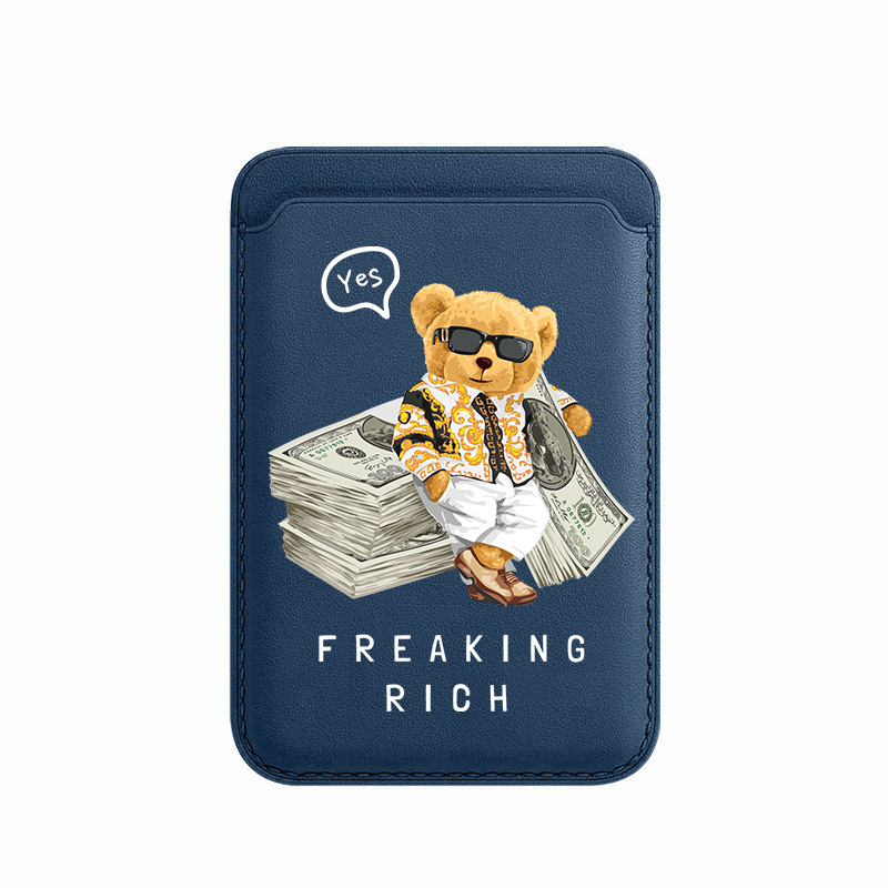 BEASUTA Suport MagSafe pentru carduri din PU piele – ursuleț Teddy, compatibil cu seria iPhone 12–15, turnare din plastic