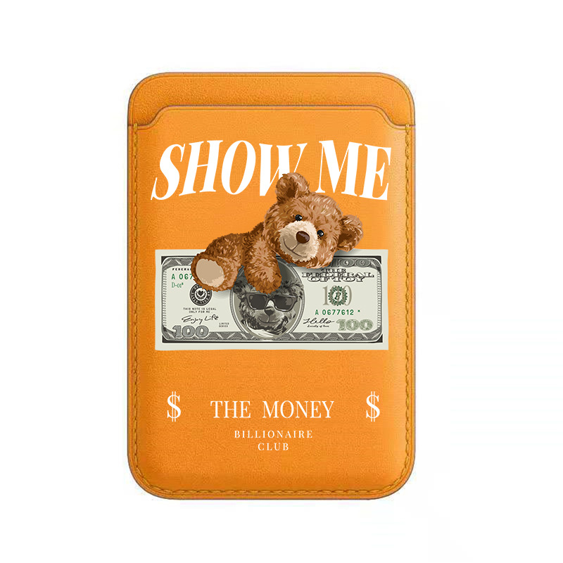 BEASUTA Suport MagSafe pentru carduri din PU piele – ursuleț Teddy, compatibil cu seria iPhone 12–15, turnare din plastic