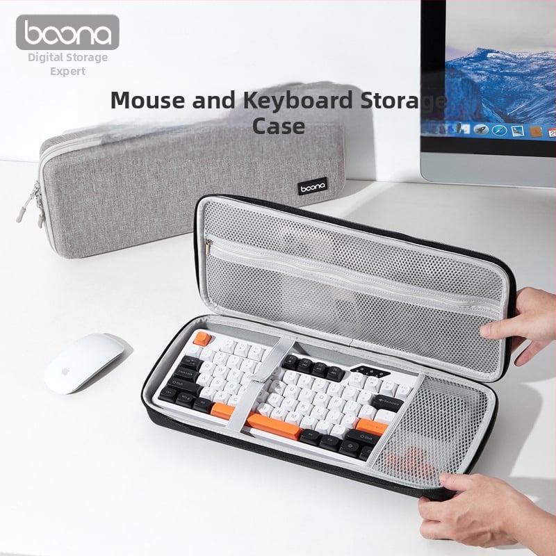 EVA medžiagos pelės ir klaviatūros laikymo krepšys su smūgių atsparumu, modelis BN-F039, apkrova 3 kg, siuvinėta konstrukcija