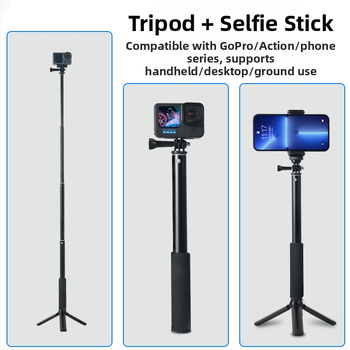 Selfie štap za akcijske kamere s aluminijskim zliatinama, teleskopsko proširenje, 3-osni gimbal, petsegmentni dizajn, nosivost do 2 kg