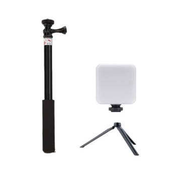 Selfie μπαστούνι για κάμερες δράσης από κράμα αλουμινίου, τηλεσκοπική επέκταση, 3-άξονων γιμπάλ, πεντατμηματικός σχεδιασμός, χωρητικότητα φόρτωσης έως 2 κιλά