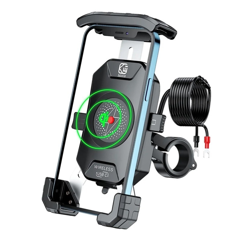 Kewigkewig Suport de telefon cu încărcare wireless pentru motocicletă și bicicletă electrică — corp din aliaj, suport pentru navigație