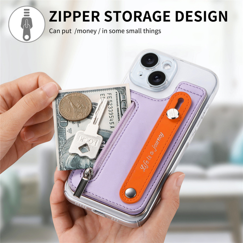 CaseNeo PU futrola za kartice za telefon s narukvicom – preklopna gornja-donja kartice i skladištenje (Urban jednostavan stil, ljeto 2024)