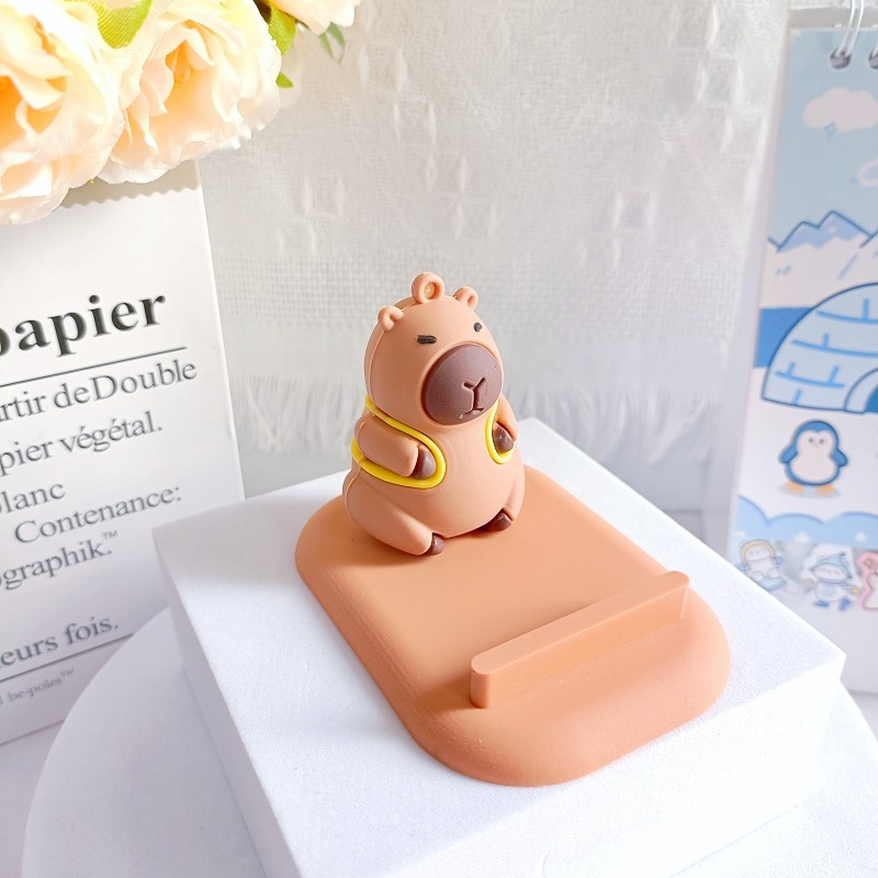 Capybara stolni držač za telefon i tablet — PVC materijal, opći stil, podrška prilagodbi, 3D dekorativna figurica