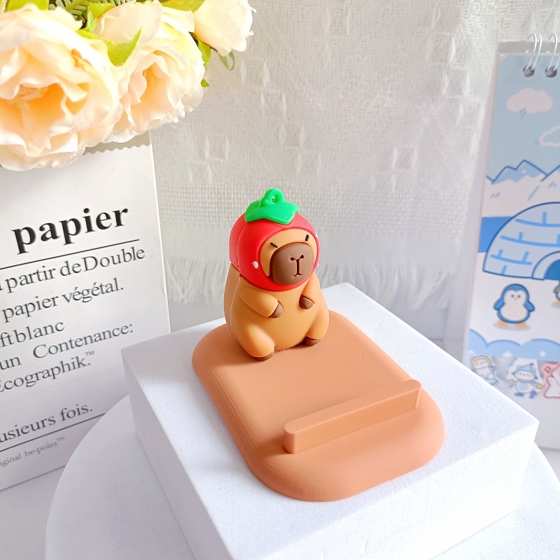 Capybara stolni držač za telefon i tablet — PVC materijal, opći stil, podrška prilagodbi, 3D dekorativna figurica