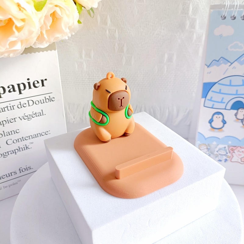 Capybara stolni držač za telefon i tablet — PVC materijal, opći stil, podrška prilagodbi, 3D dekorativna figurica