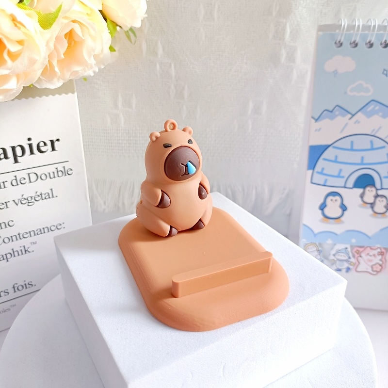 Capybara stolni držač za telefon i tablet — PVC materijal, opći stil, podrška prilagodbi, 3D dekorativna figurica