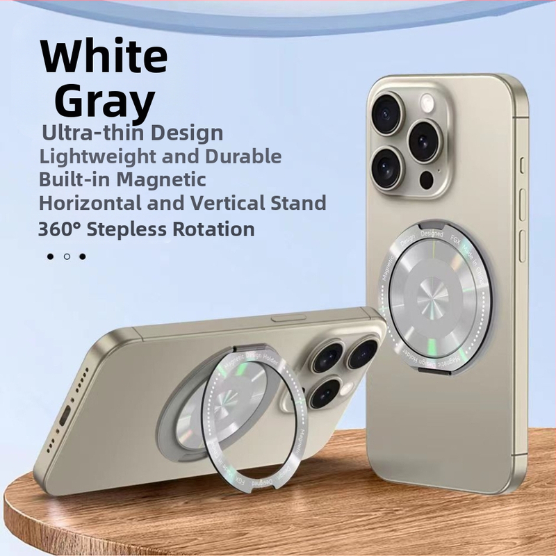 Telefonų dėklas su pasukamu stovu ir magnetiniu žiedu užsegimu — metalinis korpusas, IML procesas, magnetinis telefonų laikiklis