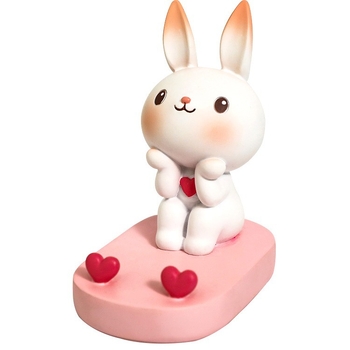 Десктоп стойка за телефон — сладка смолна фигура зайче с мотив момичешко сърце, модел QXMT203, марка Boshun