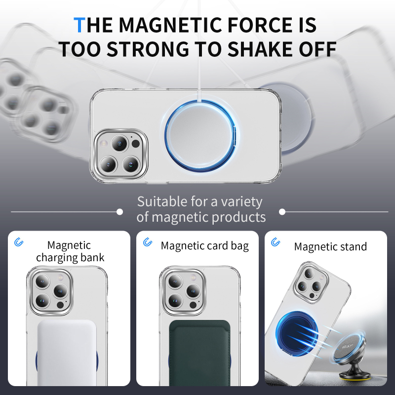 Suport telefon cu montură magnetică, rotire 360°, compatibil Samsung, încărcare wireless; material TPU+PC, turnare prin injecție; rezistent la șocuri, disipare a căldurii, antiamprente, uzură