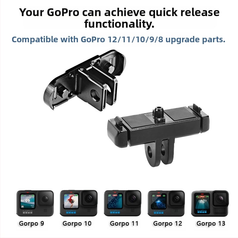 GoPro greito atleidimo priedas su magnetiniu laikikliu, suderinamas su GoPro 8–13, aliuminio lydinio, modelis ZH2014, pritaikytas logotipas