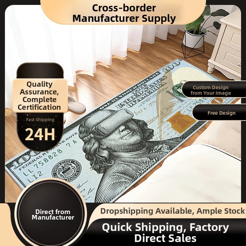 Kambario kilimėlis su sveikinimo dolerio dizainu, TPE medžiaga, spauda, kvadrato formos, rankinis plovimas