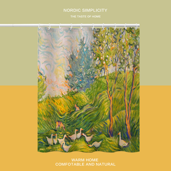 Κουρτίνα ντους με εκτύπωση Βαν Γκογκ: ηλίανθοι, αδιάβροχη πολυεστερική, ανθεκτική στη μούχλα, προσαρμόσιμη