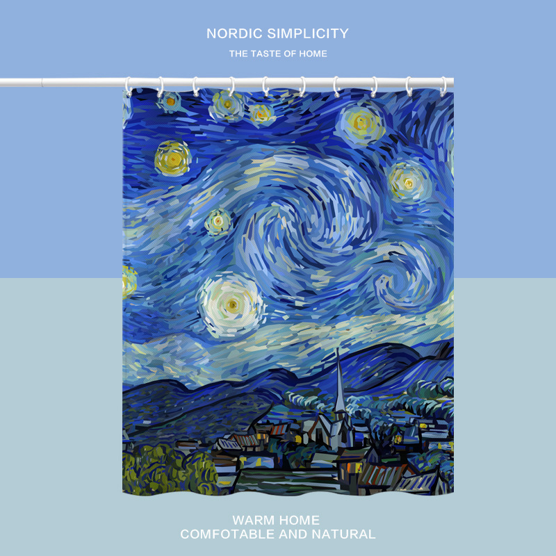Κουρτίνα ντους με εκτύπωση Βαν Γκογκ: ηλίανθοι, αδιάβροχη πολυεστερική, ανθεκτική στη μούχλα, προσαρμόσιμη