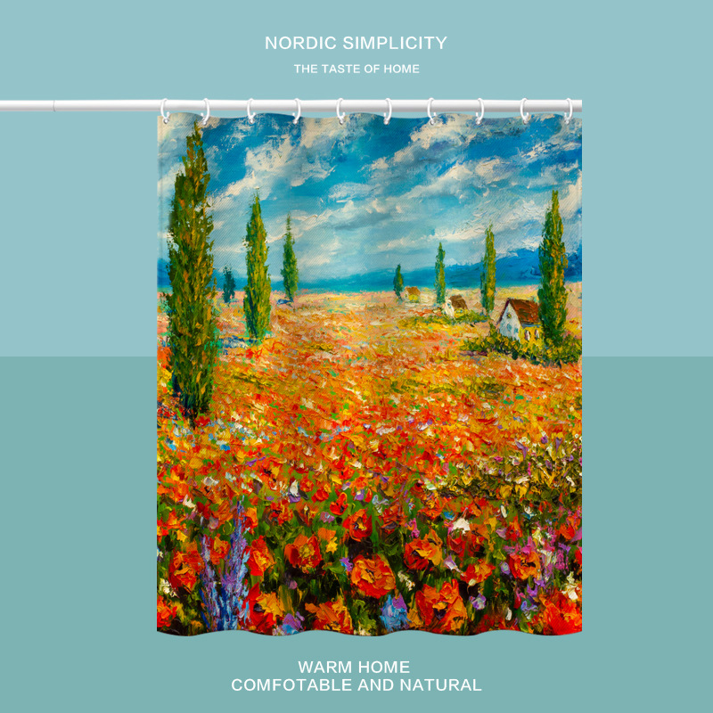 Kupaonska zavjesa za tuširanje s printom Van Gogha: suncokreti, vodootporna poliesterska zavjesa, otporna na plijesan, prilagodljiva