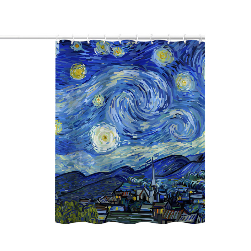 Kupaonska zavjesa za tuširanje s printom Van Gogha: suncokreti, vodootporna poliesterska zavjesa, otporna na plijesan, prilagodljiva