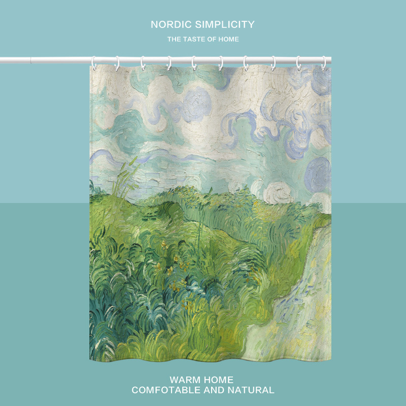 Kupaonska zavjesa za tuširanje s printom Van Gogha: suncokreti, vodootporna poliesterska zavjesa, otporna na plijesan, prilagodljiva