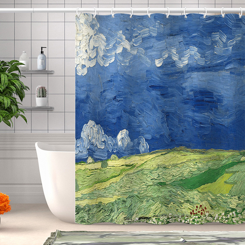Kupaonska zavjesa za tuširanje s printom Van Gogha: suncokreti, vodootporna poliesterska zavjesa, otporna na plijesan, prilagodljiva