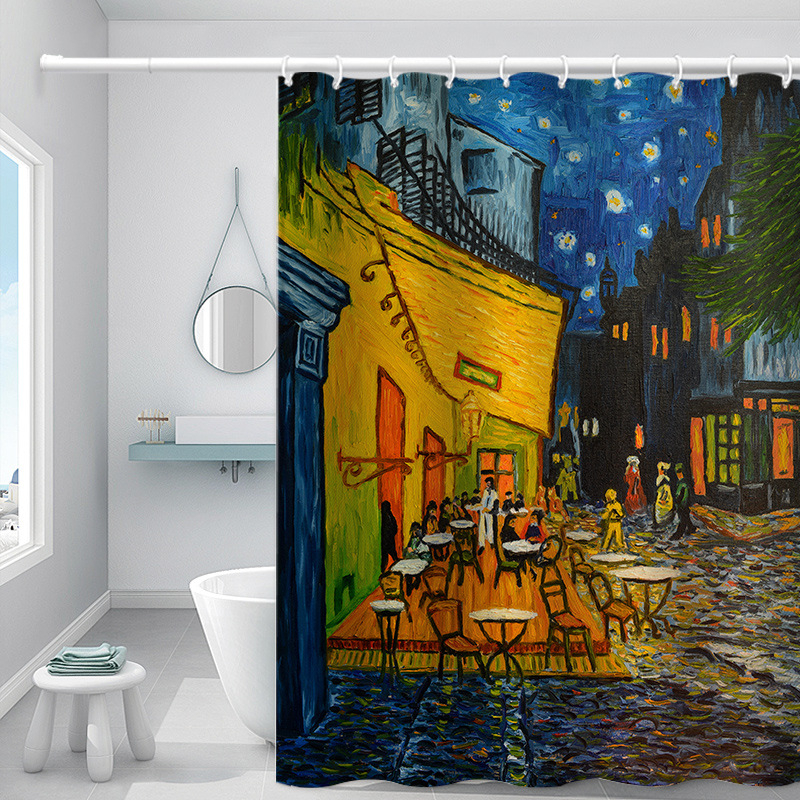 Kupaonska zavjesa za tuširanje s printom Van Gogha: suncokreti, vodootporna poliesterska zavjesa, otporna na plijesan, prilagodljiva