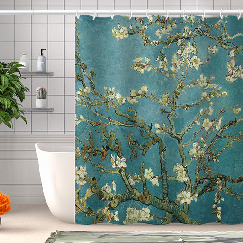 Kupaonska zavjesa za tuširanje s printom Van Gogha: suncokreti, vodootporna poliesterska zavjesa, otporna na plijesan, prilagodljiva