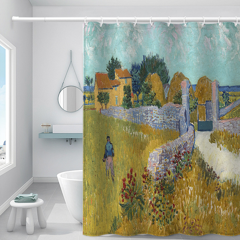 Kupaonska zavjesa za tuširanje s printom Van Gogha: suncokreti, vodootporna poliesterska zavjesa, otporna na plijesan, prilagodljiva