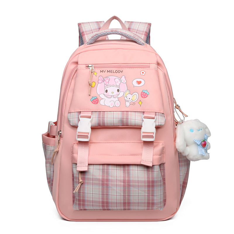 Kuromi školska torba s crtanim printom, Oxford tkanina, proširiva, remeni s zračnim jastučićima, za gimnaziju