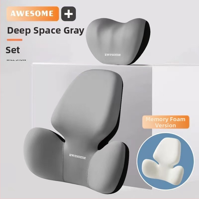 Automa galvas balsts un jostas atbalsta spilvens – pildījums no atmiņas putām, ārējais materiāls no sintētiskām šķiedrām, alfanumerisks raksts, visu sezonu