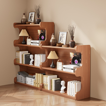 Police za knjige, višeslojni podni stalak za dnevni boravak, bambus Nanzhu + MDF, model 568, moderni minimalistički stil, Haichuan