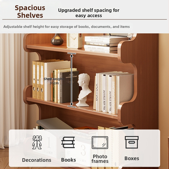 Βιβλιοθήκη πολλαπλών επιπέδων για δάπεδο, κατάλληλη για σαλόνι, μπαμπού Nanzhu + MDF, μοντέλο 568, σύγχρονος μινιμαλιστικός σχεδιασμός, Haichuan