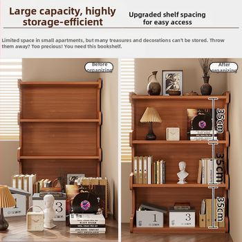 Βιβλιοθήκη πολλαπλών επιπέδων για δάπεδο, κατάλληλη για σαλόνι, μπαμπού Nanzhu + MDF, μοντέλο 568, σύγχρονος μινιμαλιστικός σχεδιασμός, Haichuan