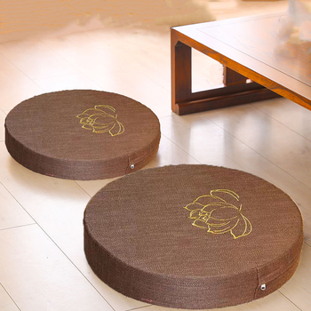 Ιαπωνικό μαξιλάρι διαλογισμού τατάμι - ύφασμα λινό, γέμισμα σφουγγάρι, βοτανικό μοτίβο, στυλ Νέο Κινέζικο στυλ