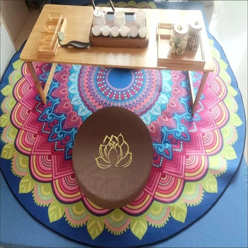 Ιαπωνικό μαξιλάρι διαλογισμού τατάμι - ύφασμα λινό, γέμισμα σφουγγάρι, βοτανικό μοτίβο, στυλ Νέο Κινέζικο στυλ