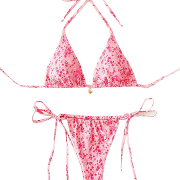 Bikini set s trakama, jednobojni najlonski materijal, umjetak za prsa, 82% najlona, težina 130 g