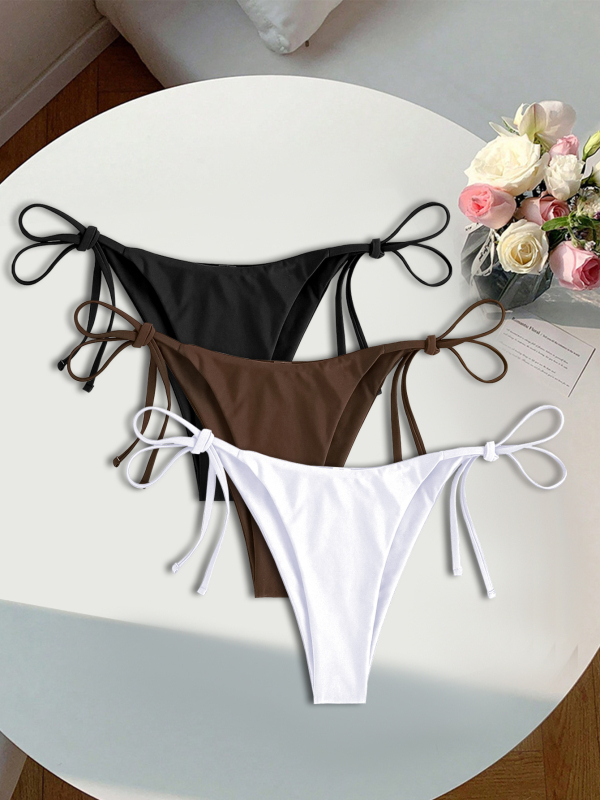 Bikini set s trakama, jednobojni najlonski materijal, umjetak za prsa, 82% najlona, težina 130 g